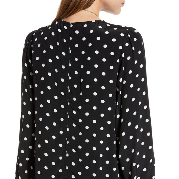 Something Navy Balloon Sleeve Button Front Career Zoom Blouse XS NWT - Picture 3 of 6